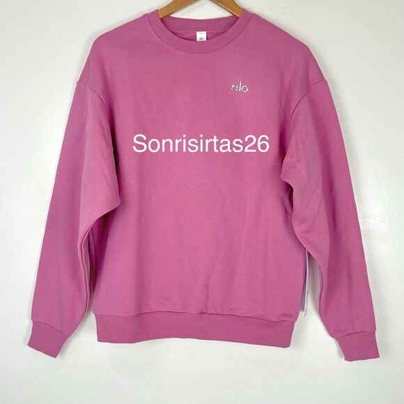 Alo Yoga Accolade Crew Neck Pullover NWT Pink Wild Rose Size XS